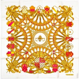 NWT Vintage Hermes  Scarf "British Heraldry" in Off-White